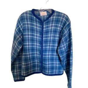 Pendleton Country Sophisticate cardigan blue plaid medium